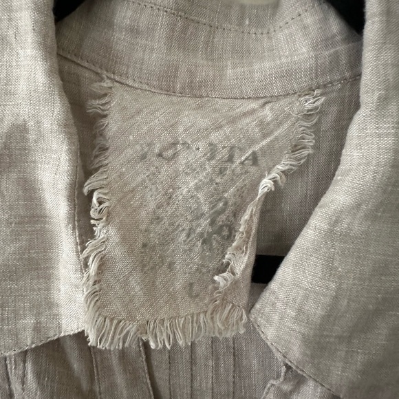 Yuvita Oversized Natural Linen Button-Up Shirt, L - Picture 4 of 9